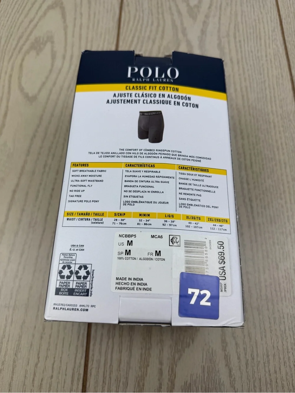 Polo Ralph Lauren Men's 5 Pack Classic Fit Cotton Boxer Briefs MED Multi $69.50